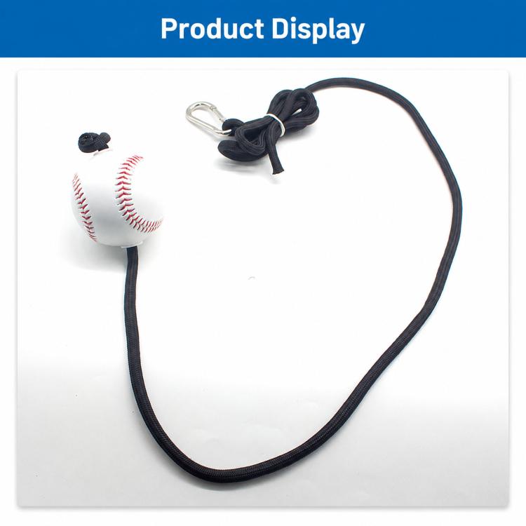 Baseball hitting trainer rope set with foam-sleeve baseball, black cord and clips