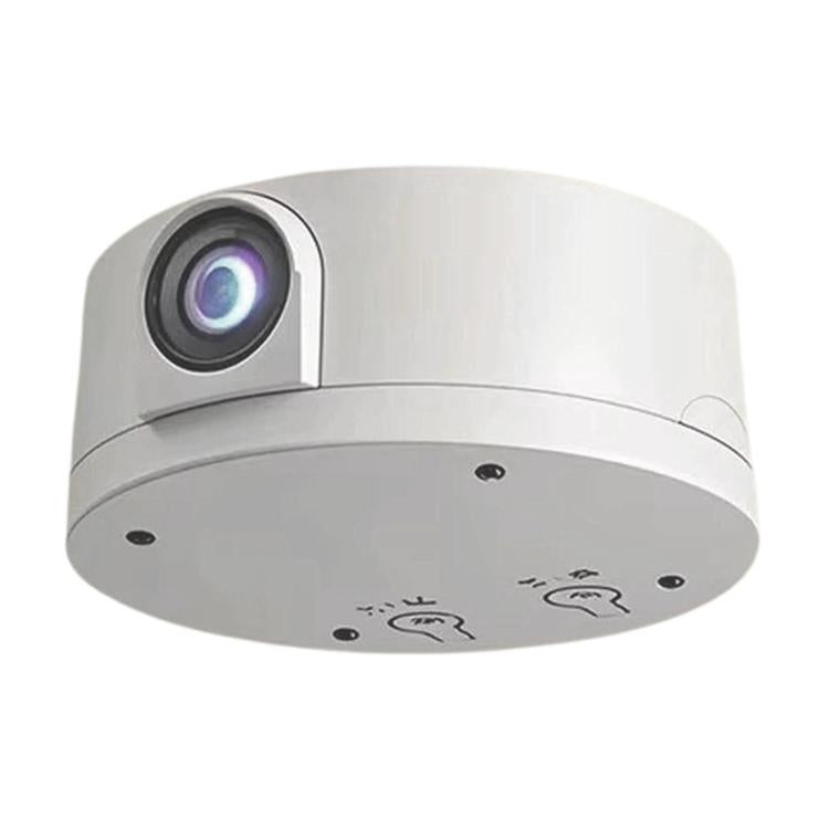 White dome security camera with wide-angle lens and base mounting holes