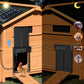 Solar-powered chicken coop door system with solar panel and exterior control modules