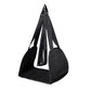 Rear seat footrest hammock with three strap supports and padded foot platform, black