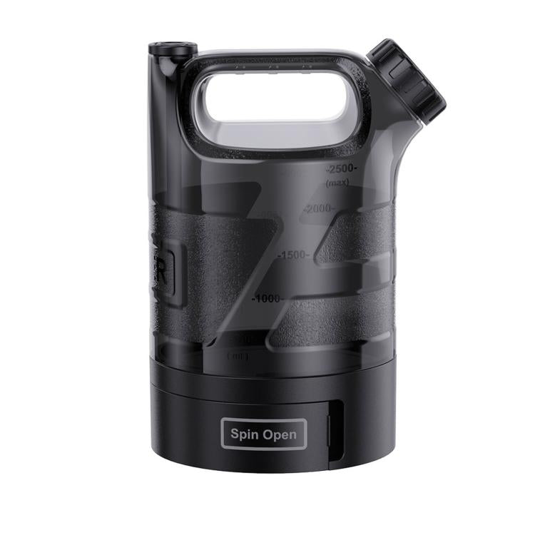 Black water bottle with carry handle and wide mouth, plus attached drinking bowl