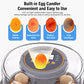 Egg incubator lid with egg-candler window and top control panel with dial