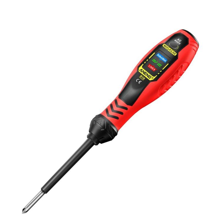 Red digital voltage tester pen with LCD screen and non-contact induction tip