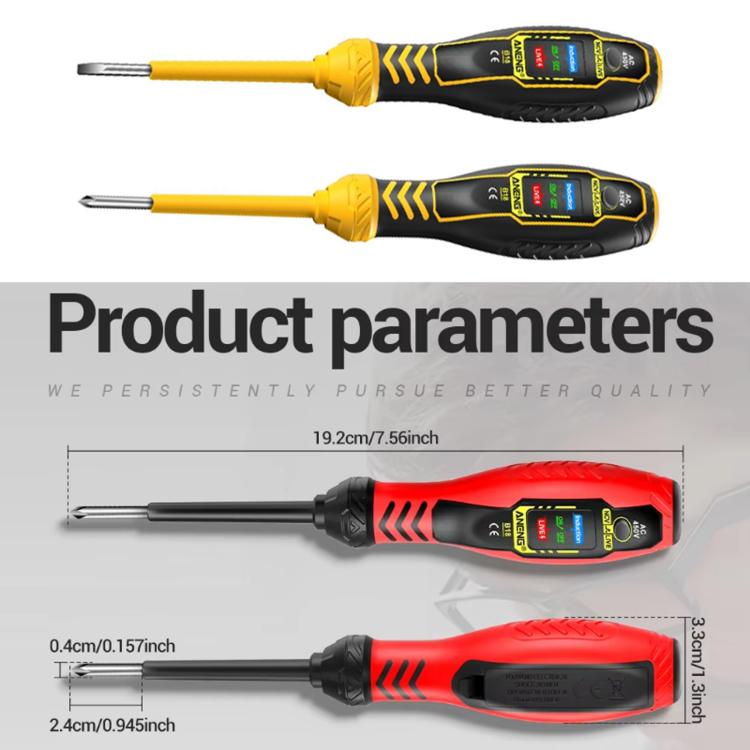 Two yellow digital voltage tester pens with LCD screens and non-contact tips