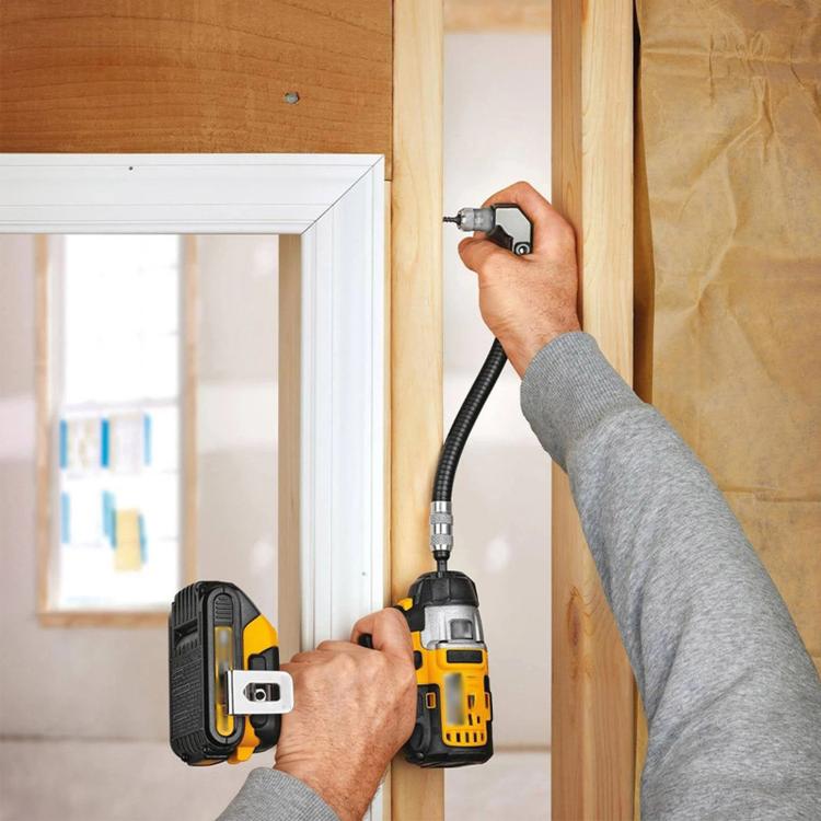 90-degree right-angle drill adapter with flexible shaft and metal coupler joint