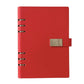 A5 6-hole magnetic buckle notebook, red cover with metal rings and clasp tab