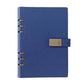A5 6-hole magnetic buckle notebook, blue cover with metal rings and clasp tab
