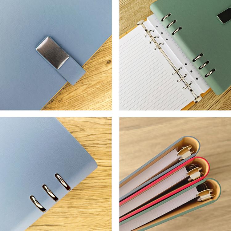 Loose-leaf 6-hole magnetic buckle notebook with metal rings and lined pages