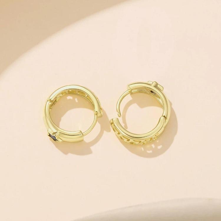 Gold-tone hoop earrings with textured back and hinge