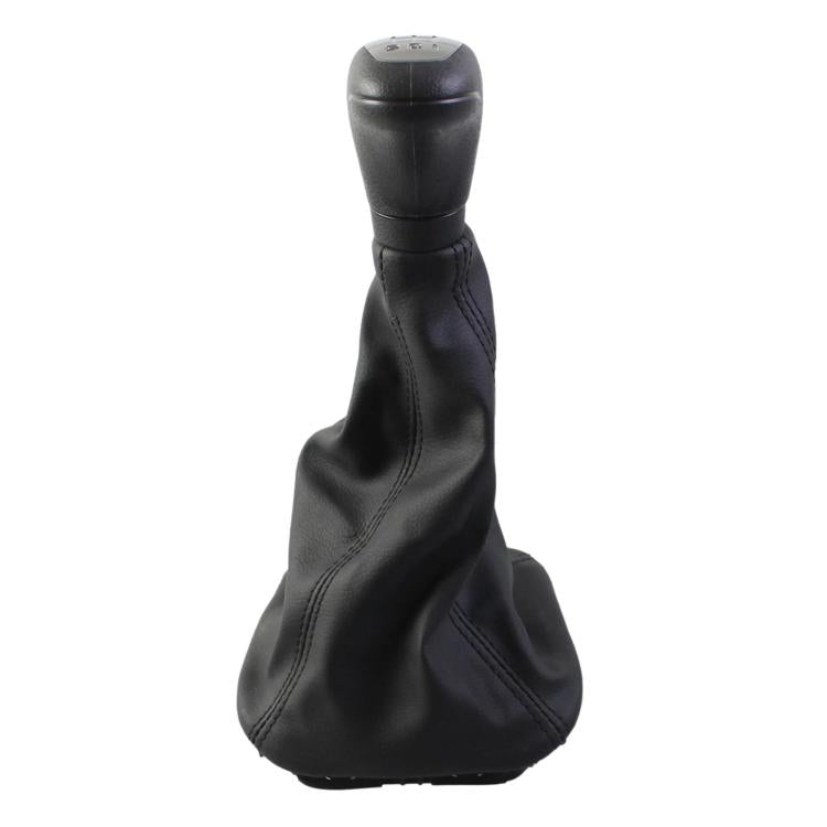 Black 5-speed gear shift knob with leather boot cover, tapered base