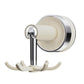 Suction cup rotating hook wall mount with chrome post and three white curved hooks