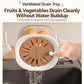 Brown vented colander with white lid and drain stream for washing fruits and veggies
