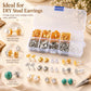 Earring stud findings kit with clear organizer and mixed posts and backs
