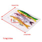 Three jointed swimbait fishing lures with treble hooks, multi-color set in blister