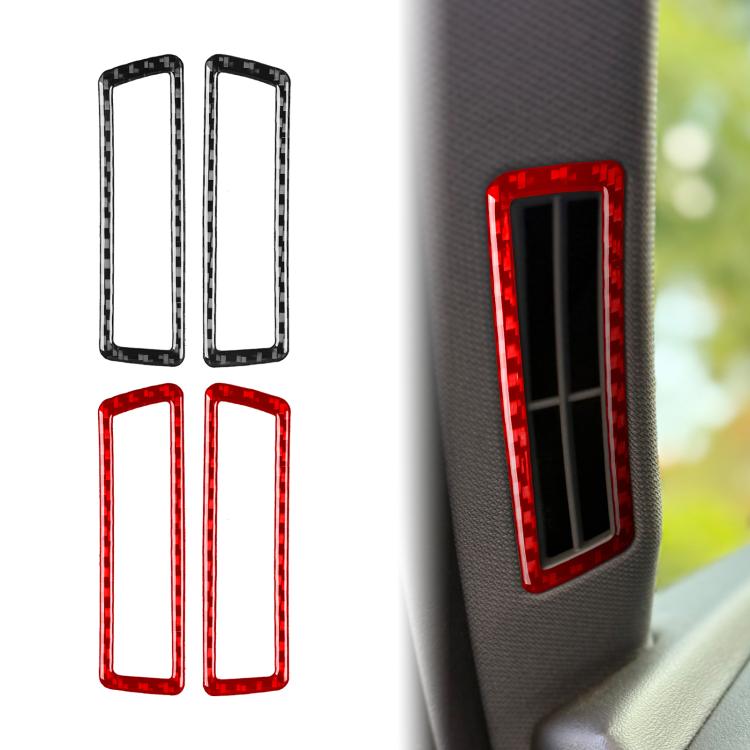 Dashboard air vent sticker set in black and red, four rectangular inserts
