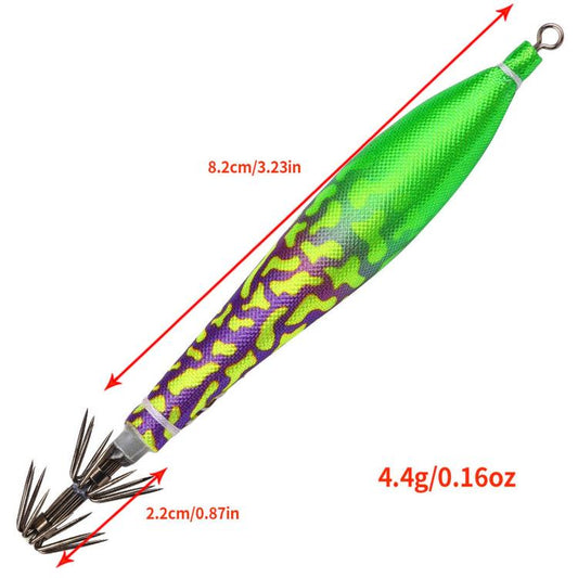 Camouflage green squid jig with umbrella hook and hanging ring