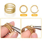 Gold jump rings shown open and closed for assembling earring components