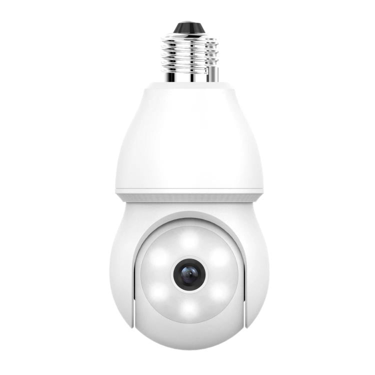 White E27 bulb-style security camera with dome lens and metal screw top