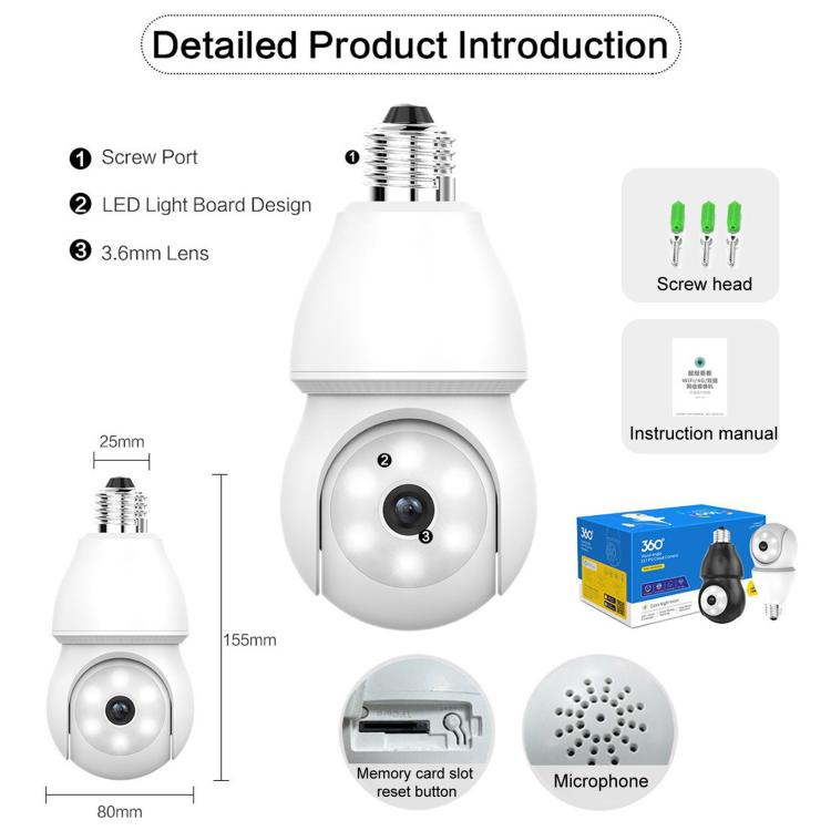 White bulb security camera showing front lens, microphone holes, and reset button