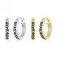 Set of silver- and gold-tone hoop earrings with vintage scroll pattern
