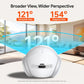 White AI pet robot camera front dome and top grille with speaker detail