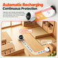 White AI pet robot camera beside a charging dock for automatic recharging