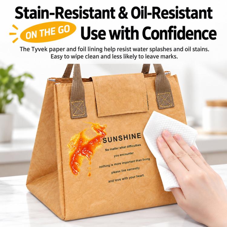 Ginger yellow insulated lunch tote bag with wipe-clean protection against stains and oil