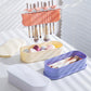 Makeup brush cleaning box set with brushes, textured rack inserts, and dust covers
