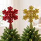 Glitter red and gold snowflake tree toppers with spiral metal stems
