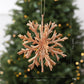 Gold glitter snowflake ornament with hanging string, shatterproof tree decoration