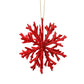 Red glitter snowflake ornament with hanging string