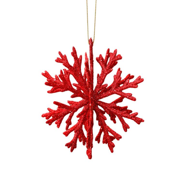 Red glitter snowflake ornament with hanging string