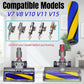 Motorized roller head with blue and yellow brush roll and red control buttons