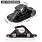 Black paddle holder clip with size diagram and curved mounting slot.