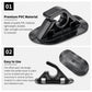 Black paddle holder clip, offset open-clip design for paddle shaft.