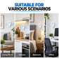 Multiple plug-in ultrasonic repellers on walls with blue wave signals in different rooms