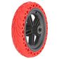 Red solid honeycomb rear wheel hub with dark rim and center bearing, Xiaomi M365 Pro