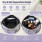 Expandable travel duffle bag with wet/dry separated pockets and purple handles