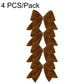 Brown fabric bow ornaments, 4-pack, stacked ribbon-style bows with loops