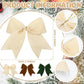 Fabric bow ornament 4-pack graphic with cream, brown, and green bows