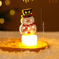 LED candle light with snowman character wearing a knit hat and scarf, glowing