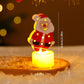 LED candle light with standing elderly man character in red, warm glow on plate