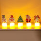 Set of five LED character candle lights with warm glow on tabletop