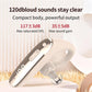 Beige hearing aid earphone with digital LED display and slim behind-the-ear body