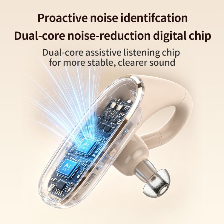Hearing aid earphone showing internal circuit board in a clear housing