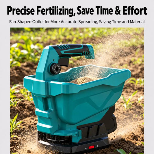 Handheld electric seed planter releasing granular seeds from the front outlet