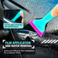 qili squeegee for automotive window film, turquoise handle and pink rubber corner