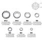 External tooth lock washers size chart showing M12 to M3, stainless steel