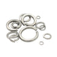 Stainless steel spring split lock washers, mixed sizes in silver finish