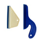 Pair of tint squeegee tools: blue triangular and beige scraper pieces